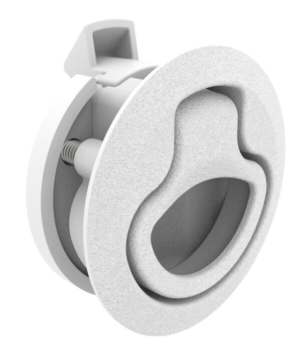Southco Push-to-Close Latch, Medium Size, No Restriction, 12 - 17mm (.475 - .675 in) Door thickness, 25.5mm (1.00 in) Grip, Plastic, Natural