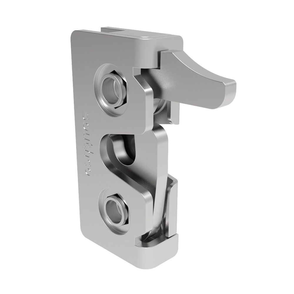 Southco Rotary Push-to-Close Latch, Micro Size, Single Stage, with Integrated Bumper, Hand Operated Trigger, 4.5 mm Thru, Stainless Steel, Passivated