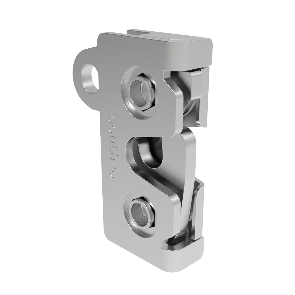 Southco Rotary Push-to-Close Latch, Micro Size, Single Stage, with Integrated Bumper, Bottom Trigger, 4.5 mm Thru, Steel, Zinc Plate, Bright chromate