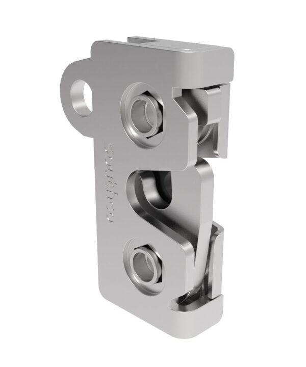 Southco Rotary Push-to-Close Latch, Micro Size, Two Stage, with Integrated Bumper, Bottom Trigger, 8-32 Thread, Stainless Steel, Passivated
