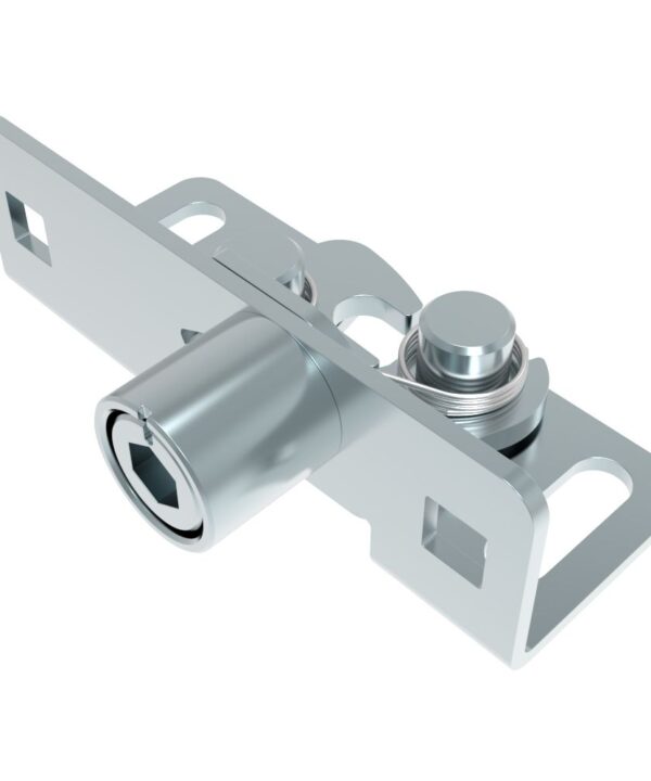 Southco Rotary Push-to-Close, Medium Size, Single Stage, Tool Actuated with 8 mm Hex Recess, Steel, Zinc Plate-Bright chromate, Bright