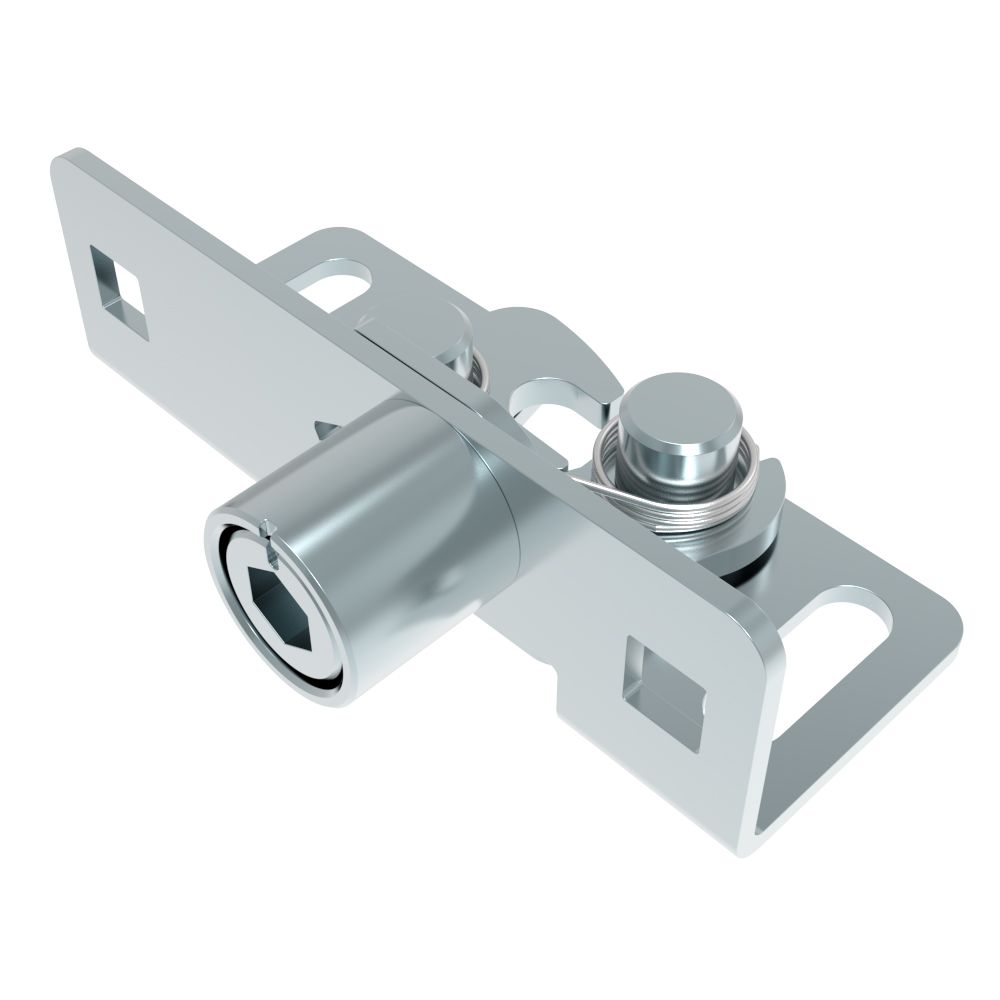 Southco Rotary Push-to-Close, Medium Size, Single Stage, Tool Actuated with 8 mm Hex Recess, Steel, Zinc Plate-Bright chromate, Bright