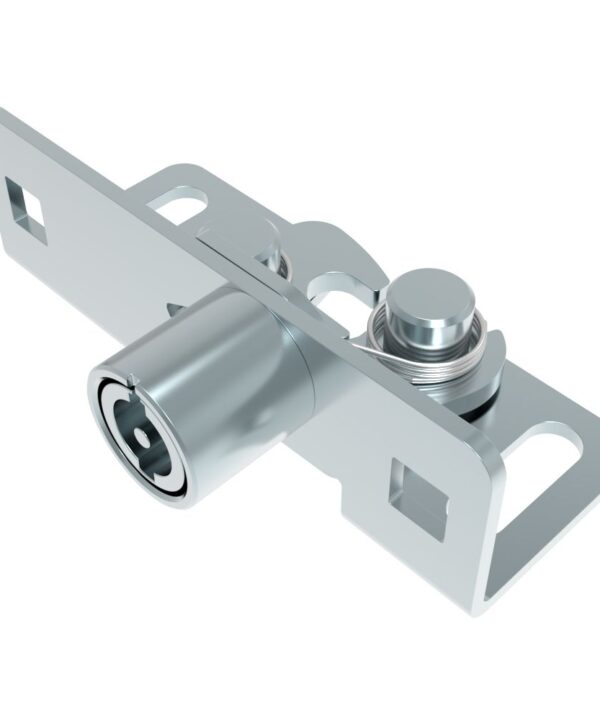 Southco Rotary Push-to-Close, Medium Size, Single Stage, Tool Actuated with 3 mm Double Bitted Recess, Steel, Zinc Plate-Bright chromate, Bright