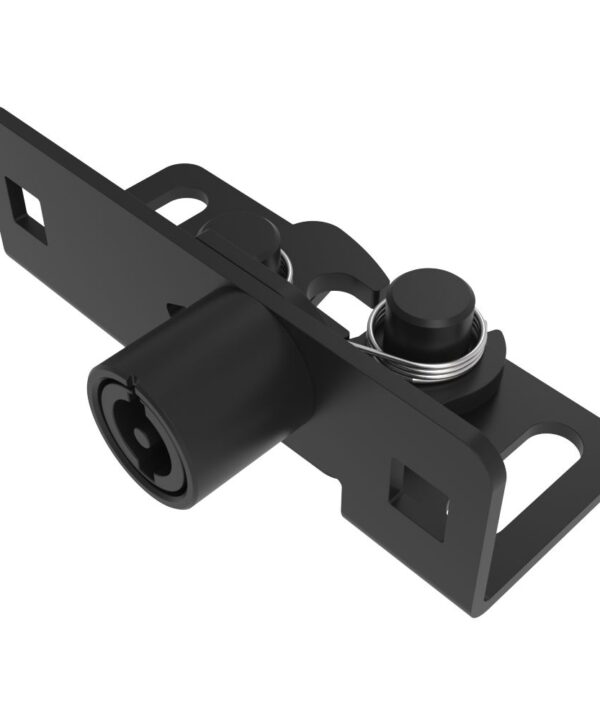 Southco Rotary Push-to-Close, Medium Size, Single Stage, Tool Actuated with 3 mm Double Bitted Recess, Steel, Zinc Nickel, Black