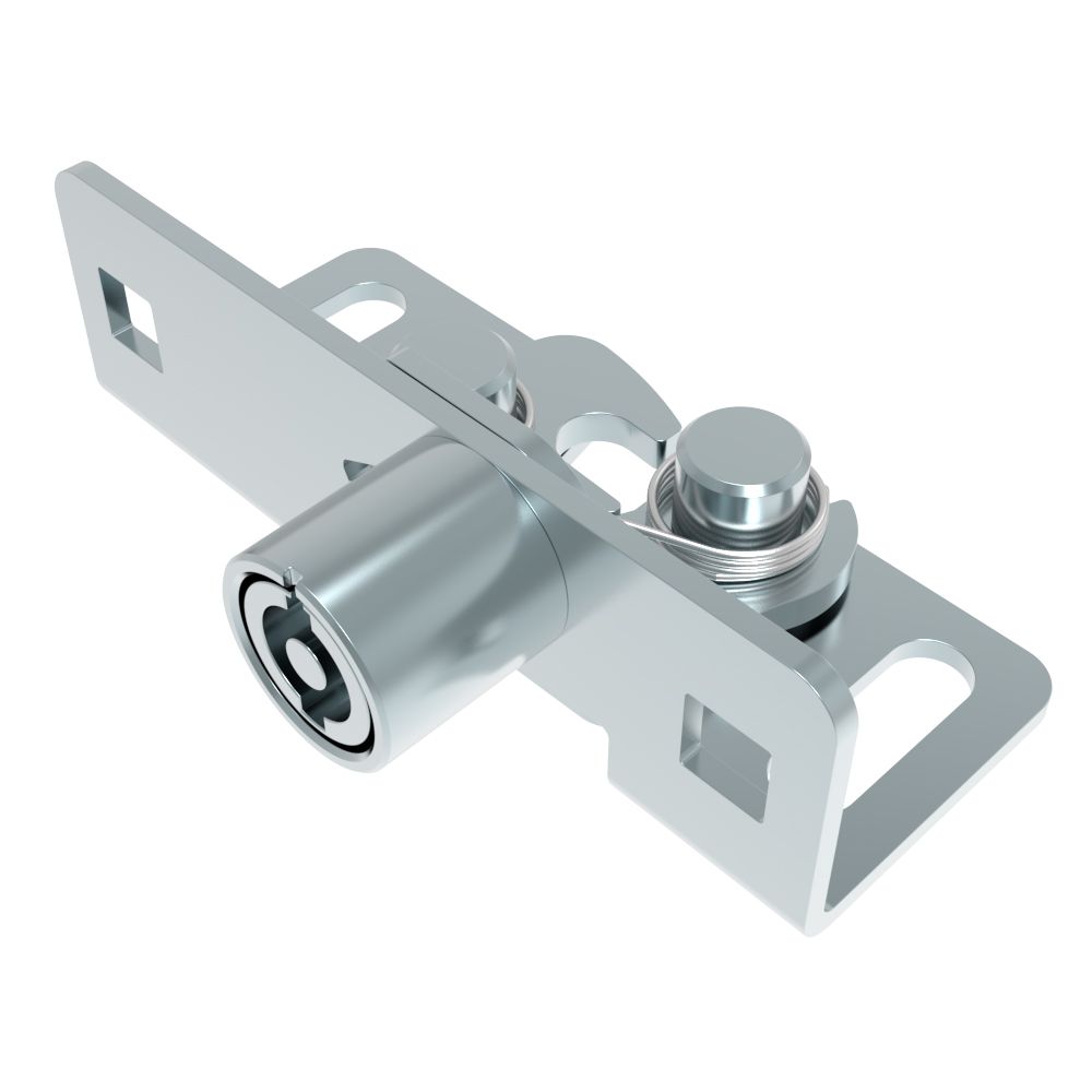 Southco Rotary Push-to-Close, Medium Size, Single Stage, Tool Actuated with 5 mm Double Bitted Recess, Steel, Zinc Plate-Bright chromate, Bright