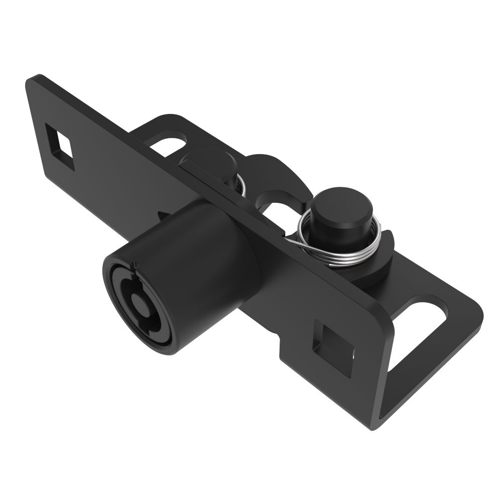 Southco Rotary Push-to-Close, Medium Size, Single Stage, Tool Actuated with 5 mm Double Bitted Recess, Steel, Zinc Nickel, Black