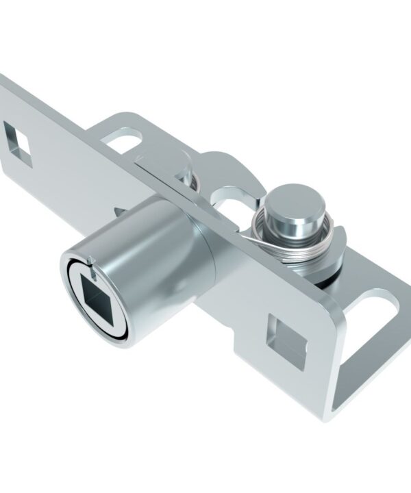 Southco Rotary Push-to-Close, Medium Size, Single Stage, Tool Actuated with 8 mm Square Recess, Steel, Zinc Plate-Bright chromate, Bright