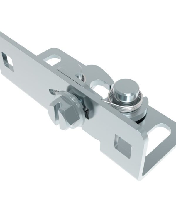 Southco Rotary Push-to-Close, Medium Size, Single Stage, Tool Actuated with 6 mm Slotted Hex Head with Flange, Steel, Zinc Plate-Bright chromate, Bright