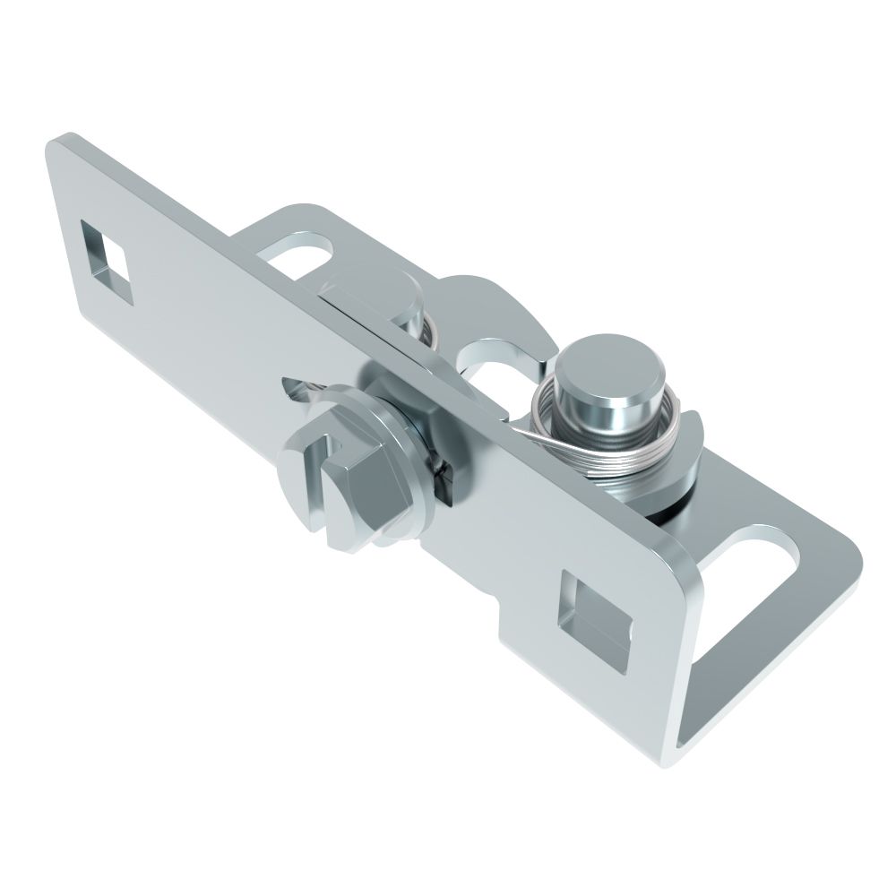 Southco Rotary Push-to-Close, Medium Size, Single Stage, Tool Actuated with 6 mm Slotted Hex Head with Flange, Steel, Zinc Plate-Bright chromate, Bright