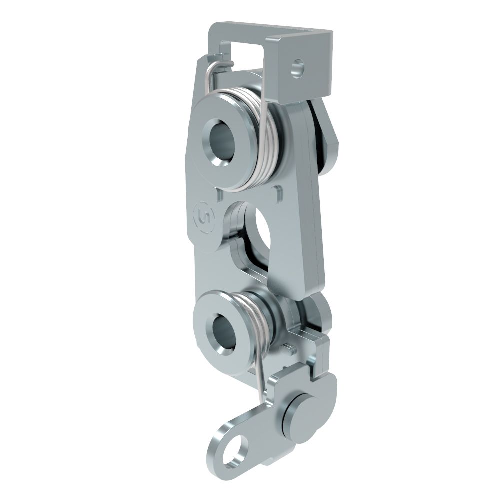 Southco Rotary Push-to-Close Latch, Large Size, Two Stage, Perpendicular Lever, 1/4-20 Thread, Steel, Zinc Plate, Bright chromate
