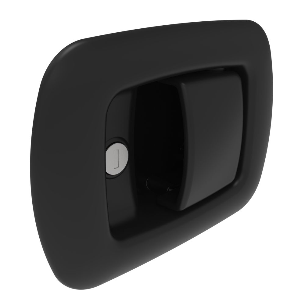 Southco Rotary Push-to-Close Latch, Paddle Actuated, Single Stage, Key Locking, Black Powder Coat Handle