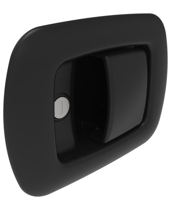 Southco Rotary Push-to-Close Latch, Paddle Actuated, Two Stage, Key Locking, Black Powder Coat Handle