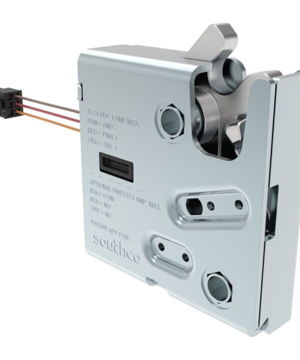 Southco Electronic Rotary Push-to-Close LatchDelayed RelockUL Class 1 Div 2Without Latch Status MicroswitchNon-sealed Connector1/4-20 ThreadStainless Steel HousingPassivated
