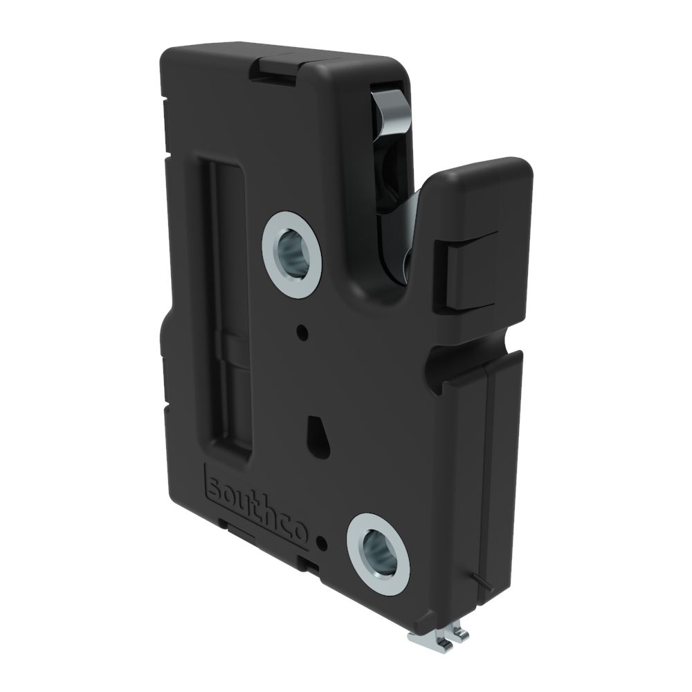 Southco Electronic Rotary Push-to-Close Latch, Auto Relock, With Door and Latch Status Switch, No Connector, Thru Hole Thread, PC/ABS Plastic Housing, Individually Packaged