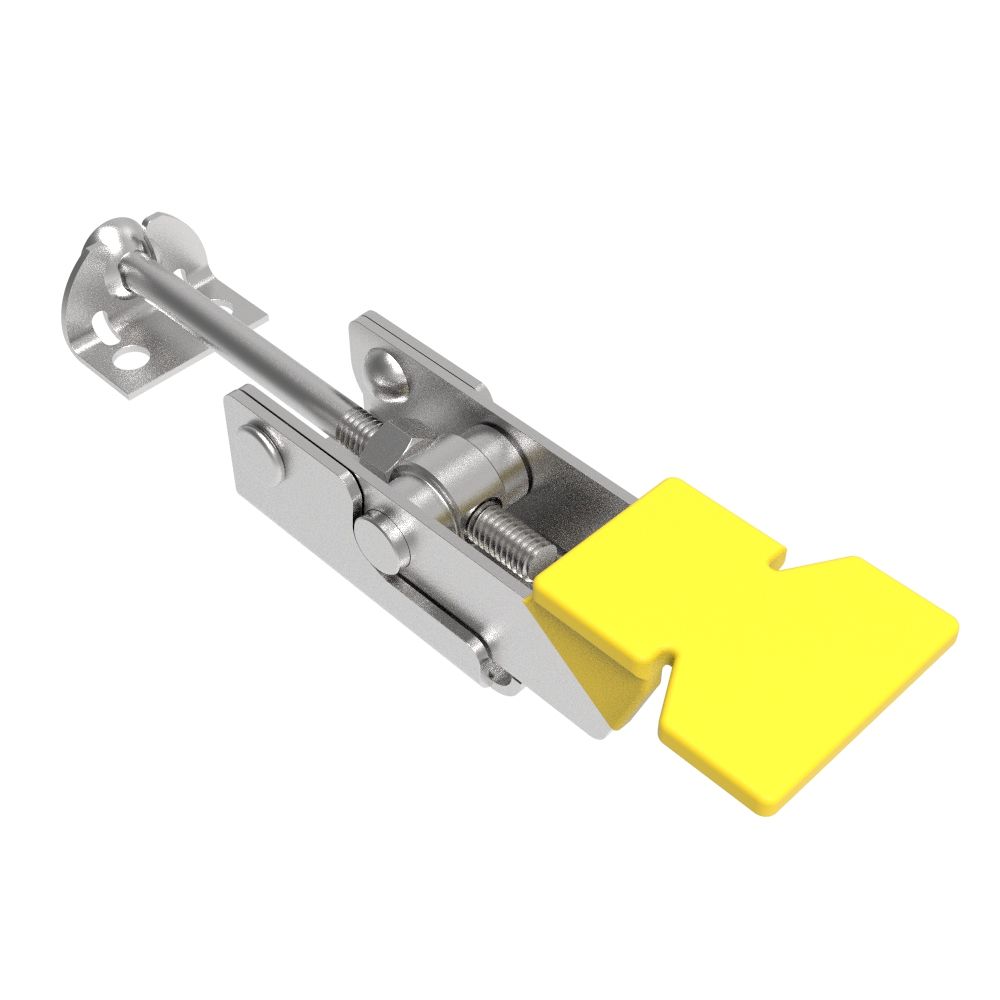 Southco Over-center Draw Latch, Large Size, Type A Keeper, Stainless Steel, Passivated, With yellow vinyl grip