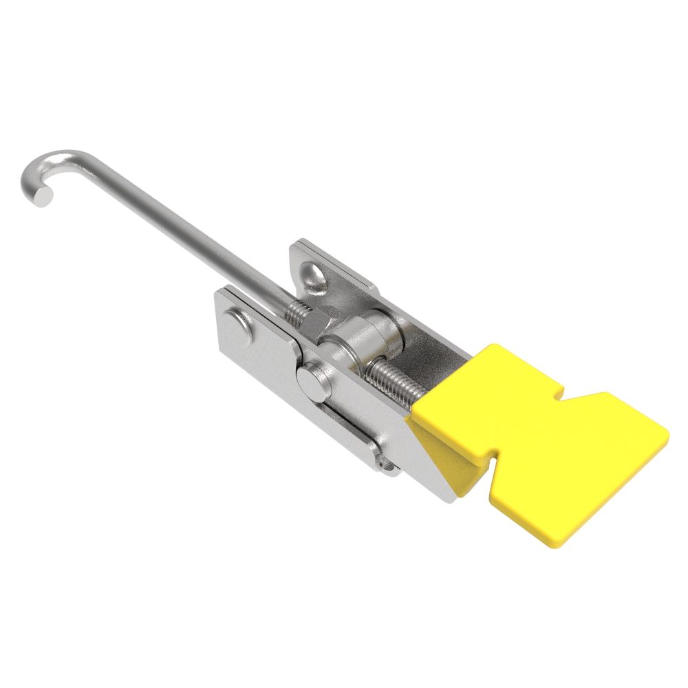 Southco Over-center Draw Latch, Large Size, Without Keeper, Stainless Steel, Passivated, With yellow vinyl grip
