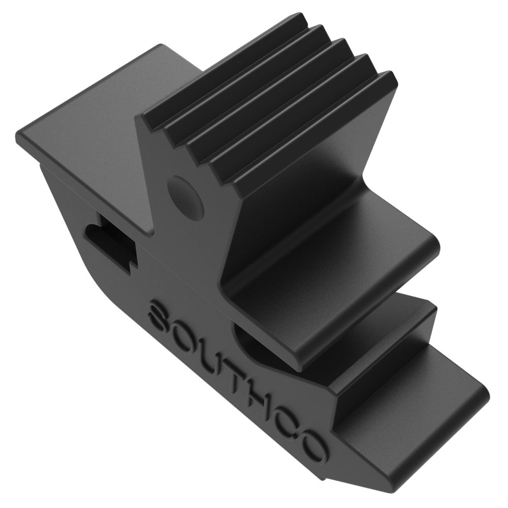 Southco Push-to-Close Slide Latch, Snap-in, Small Size, 0.76mm (.030 in) Panel Thickness, 2.54mm (.100 in) Total Grip, ABS, Black