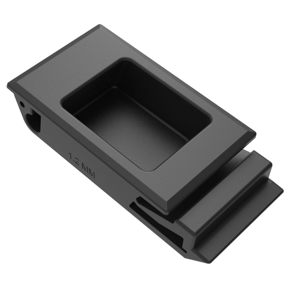 Southco Push-to-Close Slide Latch, Snap-in, Medium Size, 1.2mm (.050 in) Panel Thickness, 6.4mm (.250 in) Total Grip, ABS, Black