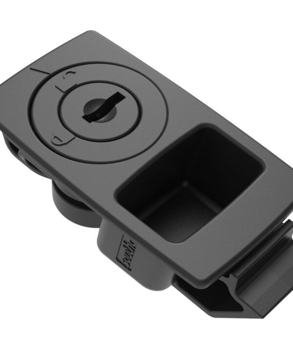 Southco Push-to-Close Slide Latch, Snap-in, Medium Size, 1.6mm (.060 in) Panel Thickness, 6.4mm (.250 in) Total Grip, ABS, Black