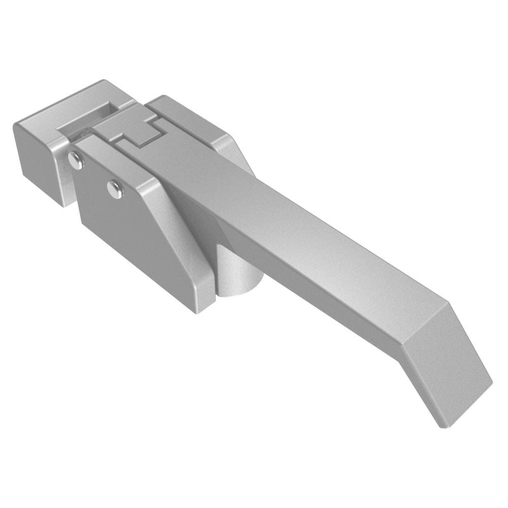 Southco Compression Latch, Over-Center Lever Latch, No Restriction, Non-locking, M5x0.8 Tapped Mounting Holes, Zinc Alloy, Powder Coat, Silver