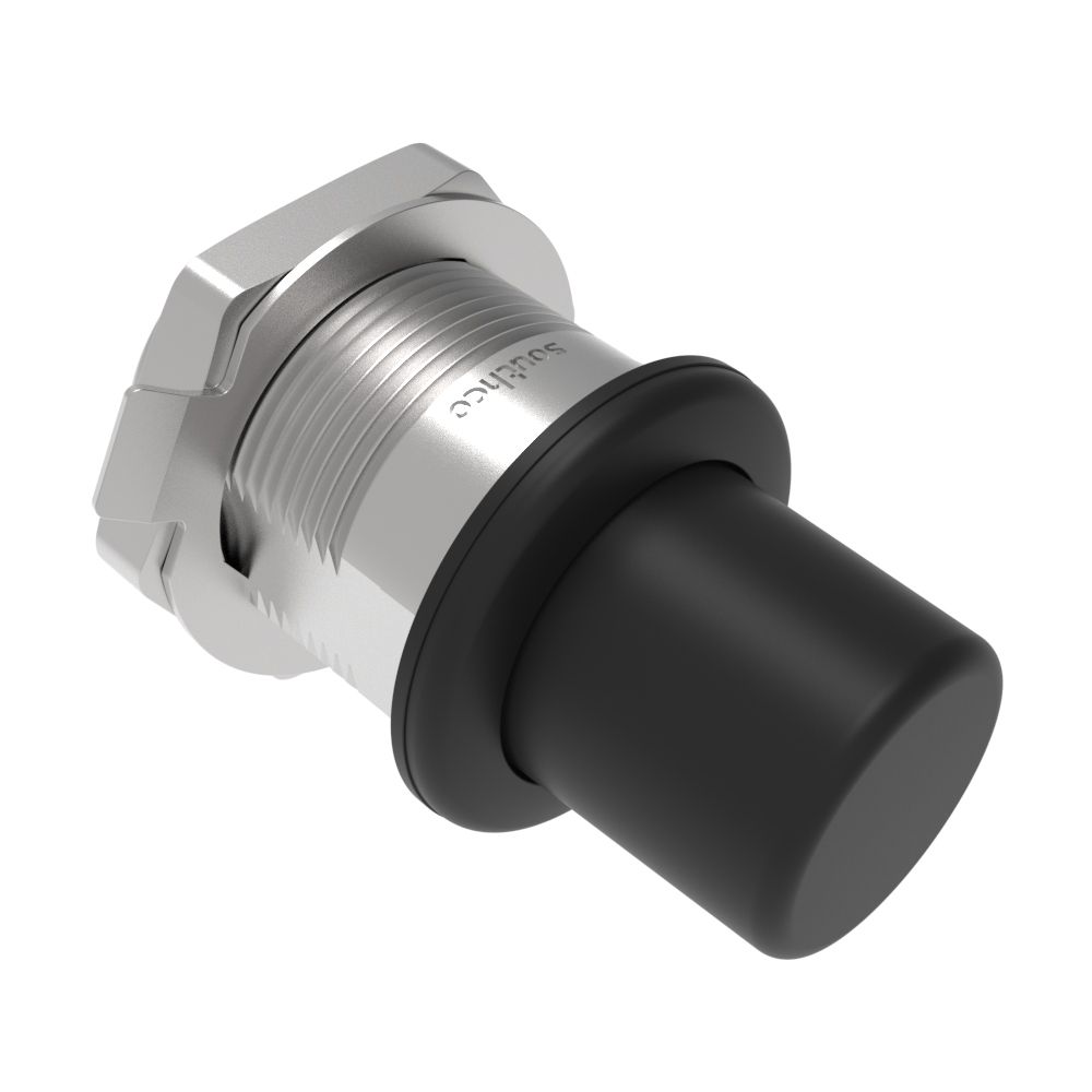 Southco Actuator, Single Point, Direct Push Button, Non-Locking, Nylon, Black