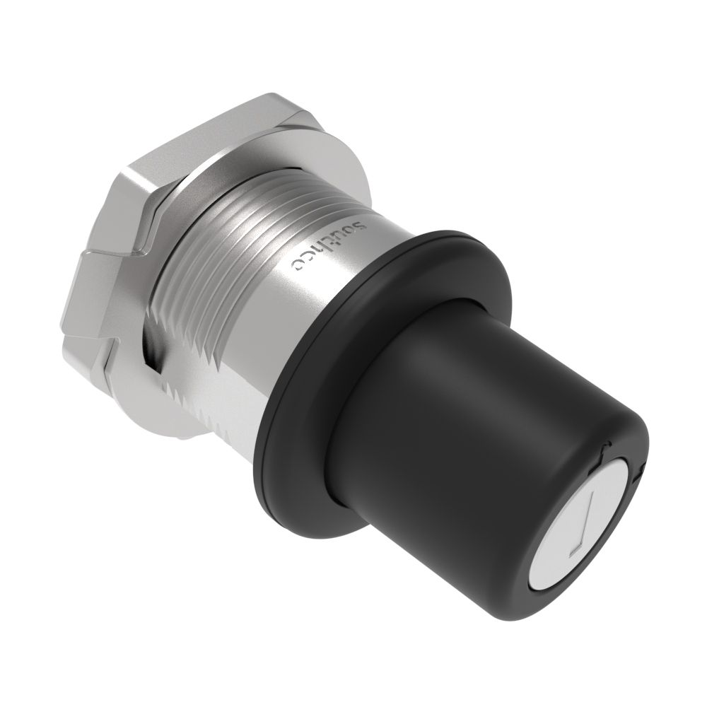 Southco Actuator, Single Point, Direct Push Button, CH 751 Key (2 Keys Included), Nylon, Black