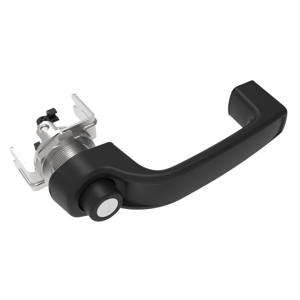 Southco Actuator, Single or Multi Point, with Cable Bracket, Push Button Handle, Reversible Multiple Key Codes (2 Keys Included), Nylon, Black