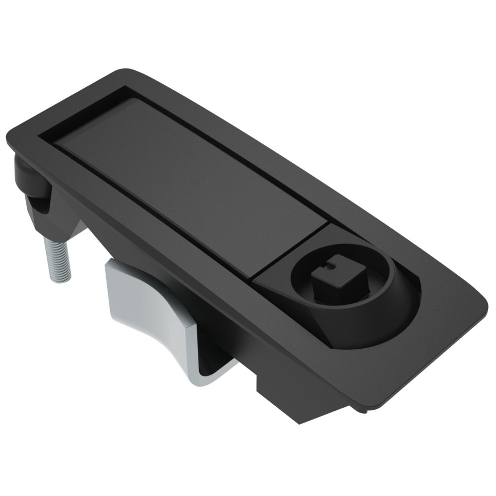 Southco Compression Latch, Lever Latch, Tool Locking, 7 mm Square, 1-5mm Panel, 23-46mm Grip, Not Sealed, Zinc Alloy, Powder Coat, Black