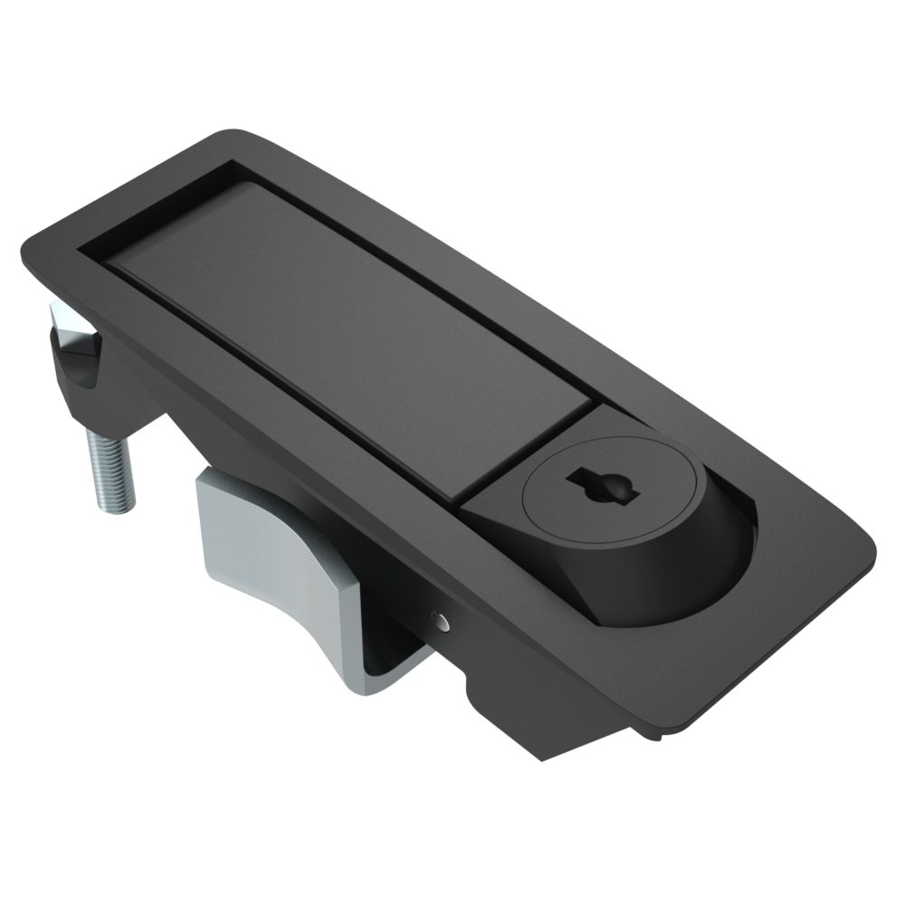 Southco Compression Latch, Lever Latch, Key Locking, 1-5mm Panel, 1-24mm Grip, Not Sealed, Zinc Alloy, Powder Coat, Black