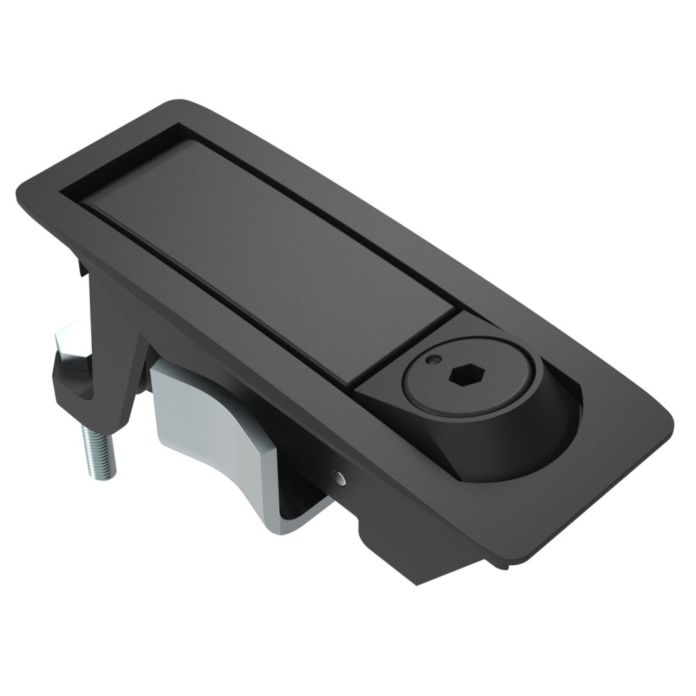 Southco Compression Latch, Lever Latch, Tool Locking, 4 mm Hex Recess, 1-5mm Panel, 23-46mm Grip, Not Sealed, Zinc Alloy, Powder Coat, Black