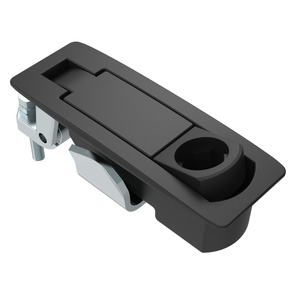 Southco Compression Latch, Lever Latch, Key Choice, Locking without Lock Core, 1-8mm Panel, 1-24mm Grip, Sealed, Zinc Alloy, Powder Coat, Black