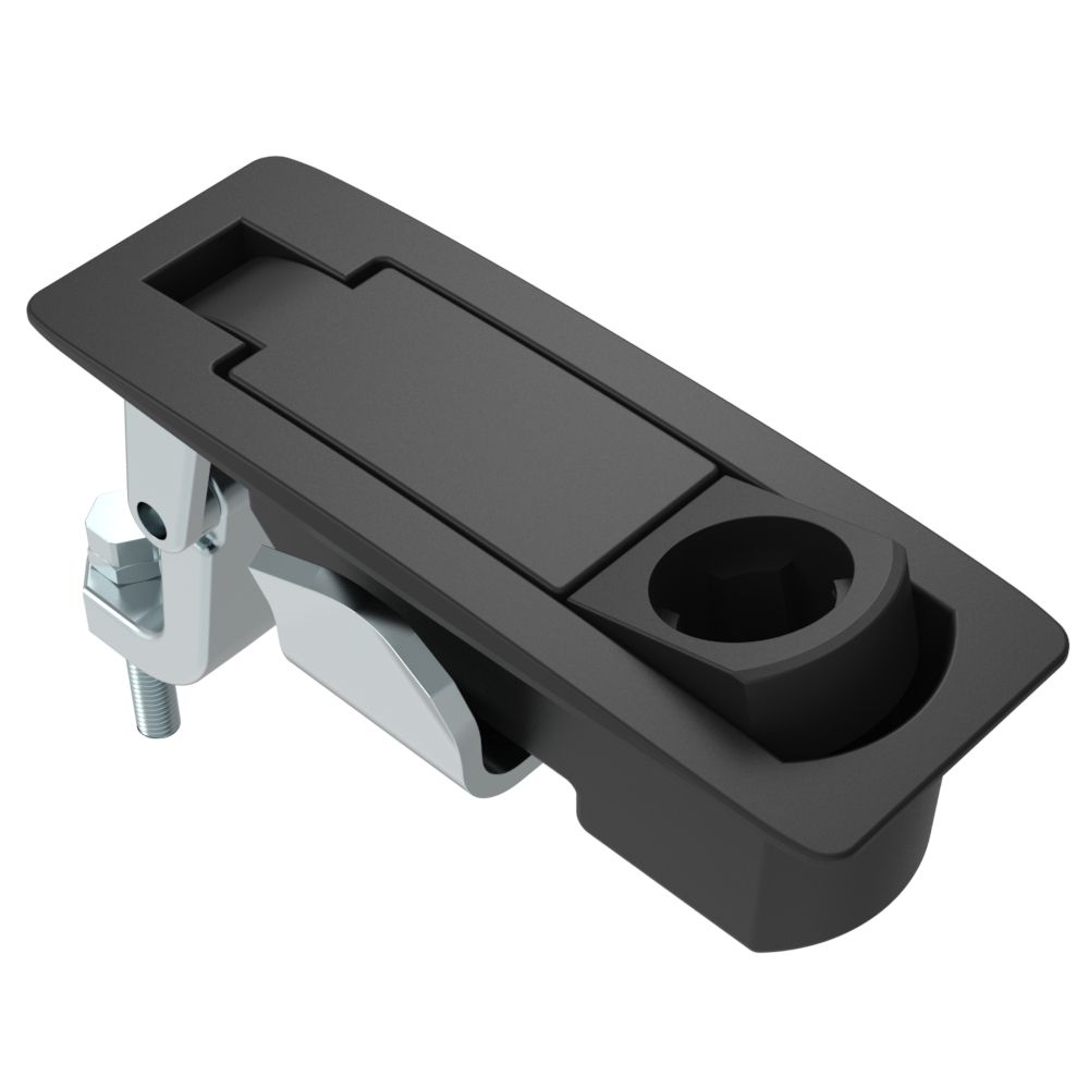 Southco Compression Latch, Lever Latch, Key Choice, Locking without Lock Core, 1-8mm Panel, 23-46mm Grip, Sealed, Zinc Alloy, Powder Coat, Black