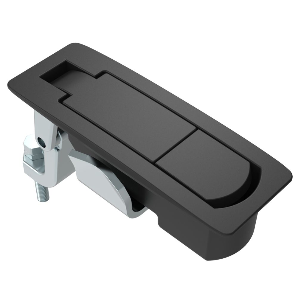 Southco Compression Latch, Lever Latch, No Restriction, Flush Trigger, 1-8mm Panel, 23-46mm Grip, Sealed, Zinc Alloy, Powder Coat, Black