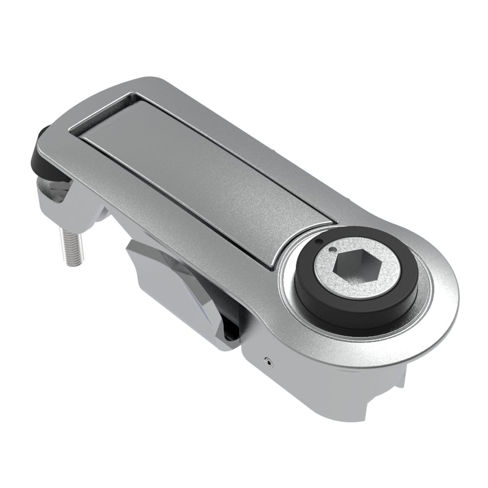 Southco Compression Latch, Lever Latch, Tool Locking, 8 mm Hex Recess, 1-5mm Panel, 1-18mm Grip, Not Sealed, Zinc Alloy, Chrome Plated, Bright