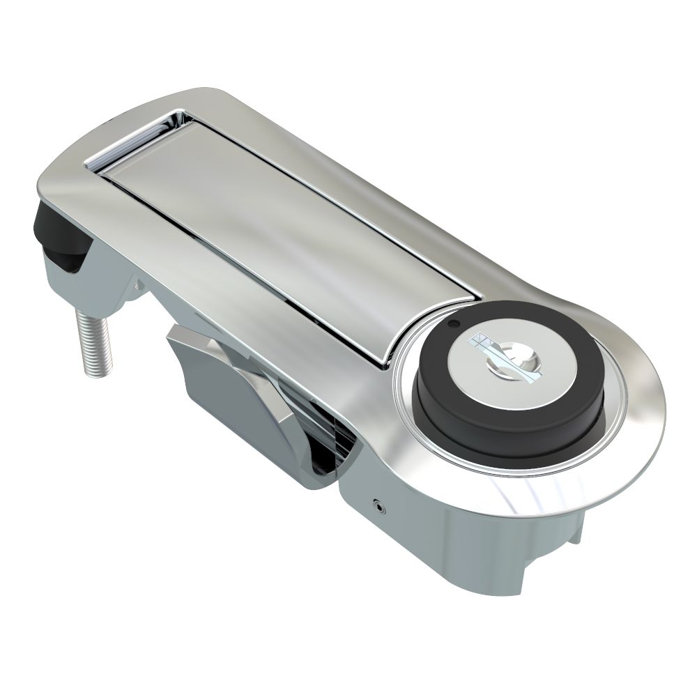 Southco Compression Latch, Lever Latch, Key Locking, 1-5mm Panel, 1-18mm Grip, Not Sealed, Zinc Alloy, Chrome Plated, Bright