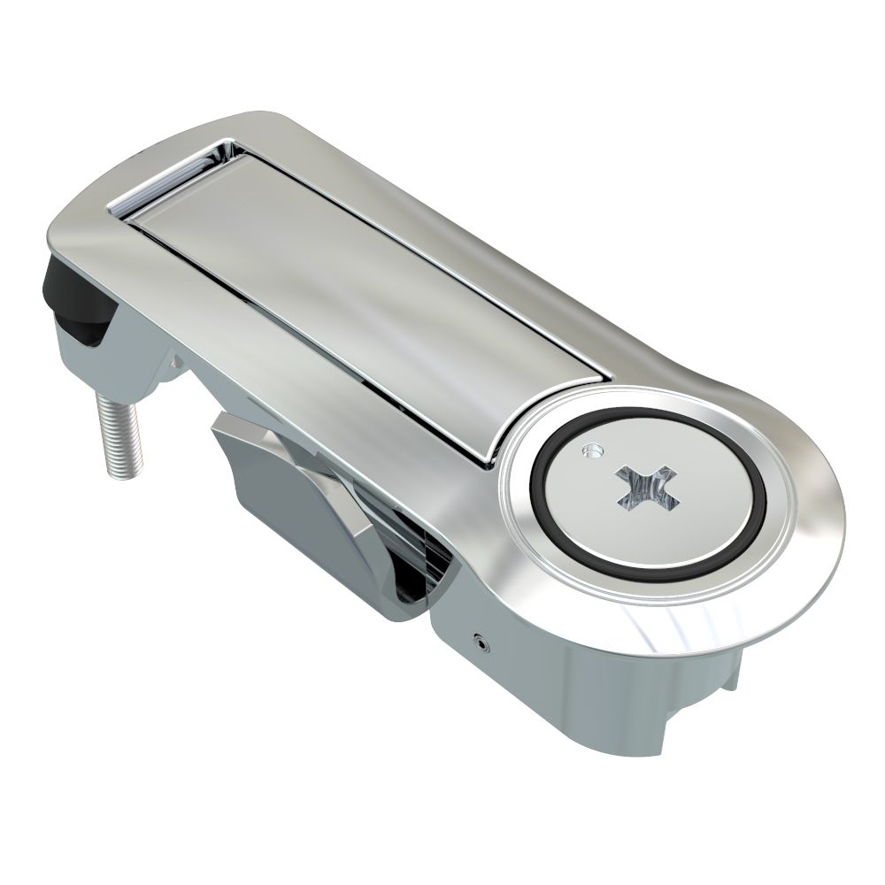 Southco Compression Latch, Lever Latch, Auto Relock, Phillips Recess, 1-5mm Panel, 1-18mm Grip, Not Sealed, Zinc Alloy, Chrome Plated, Bright