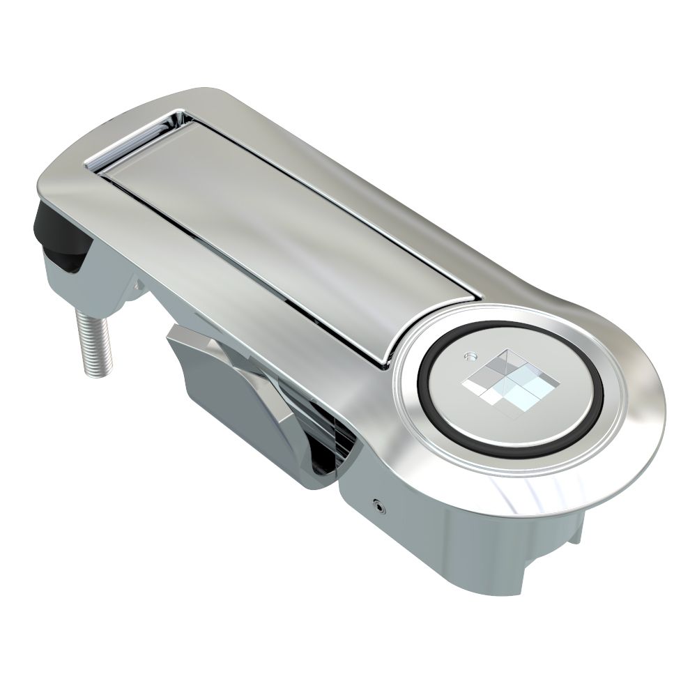 Southco Compression Latch, Lever Latch, Auto Relock, Raiway Standard, 1-5mm Panel, 1-18mm Grip, Not Sealed, Zinc Alloy, Chrome Plated, Bright