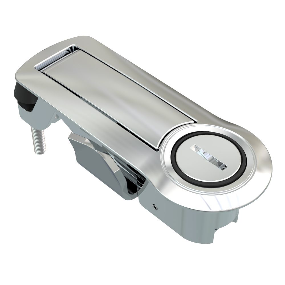 Southco Compression Latch, Lever Latch, Auto Relock, Slotted Recess, 1-5mm Panel, 1-18mm Grip, Not Sealed, Zinc Alloy, Chrome Plated, Bright