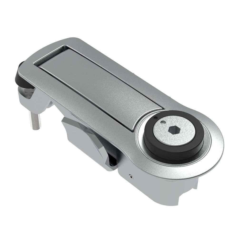 Southco Compression Latch, Lever Latch, Tool Locking, 4 mm Hex Recess, 1-5mm Panel, 1-18mm Grip, Not Sealed, Zinc Alloy, Chrome Plated, Bright
