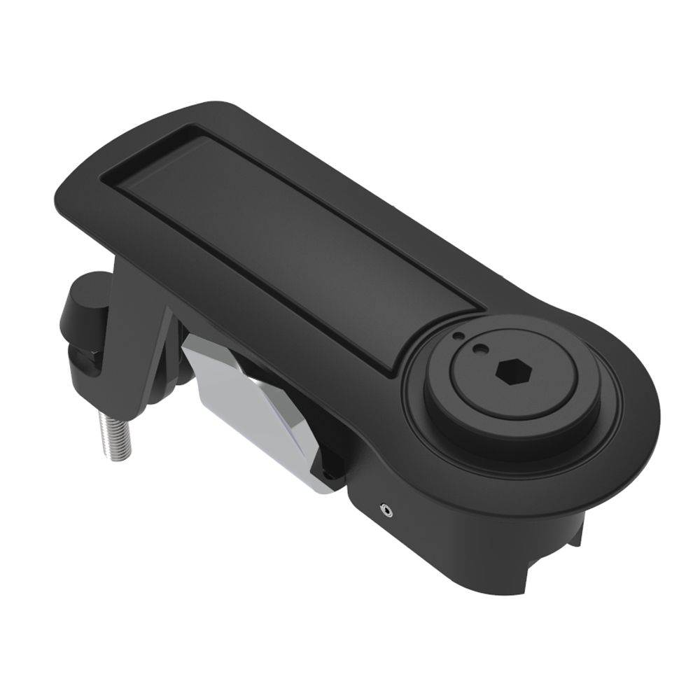 Southco Compression Latch, Lever Latch, Tool Locking, 4 mm Hex Recess, 1-5mm Panel, 18-40mm Grip, Not Sealed, Zinc Alloy, Powder Coat, Black