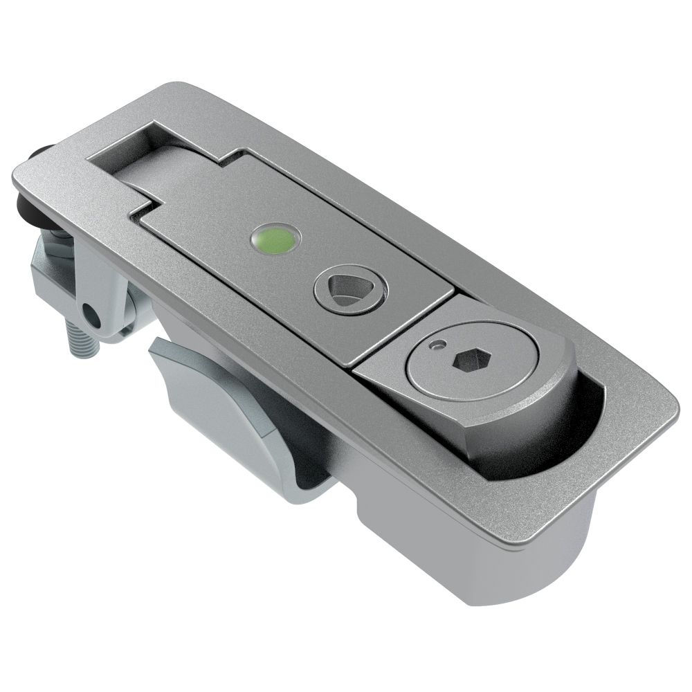 Southco Compression Latch, Lever Latch, Tool Locking, 4 mm Hex Recess, 1-8mm Panel, 1-18mm Grip, Sealed, Zinc Alloy, Chrome Plated, Textured