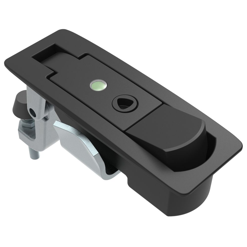 Southco Compression Latch, Lever Latch, No Restriction, Raised Trigger, 1-8mm Panel, 17-39mm Grip, Sealed, Zinc Alloy, Powder Coat, Black