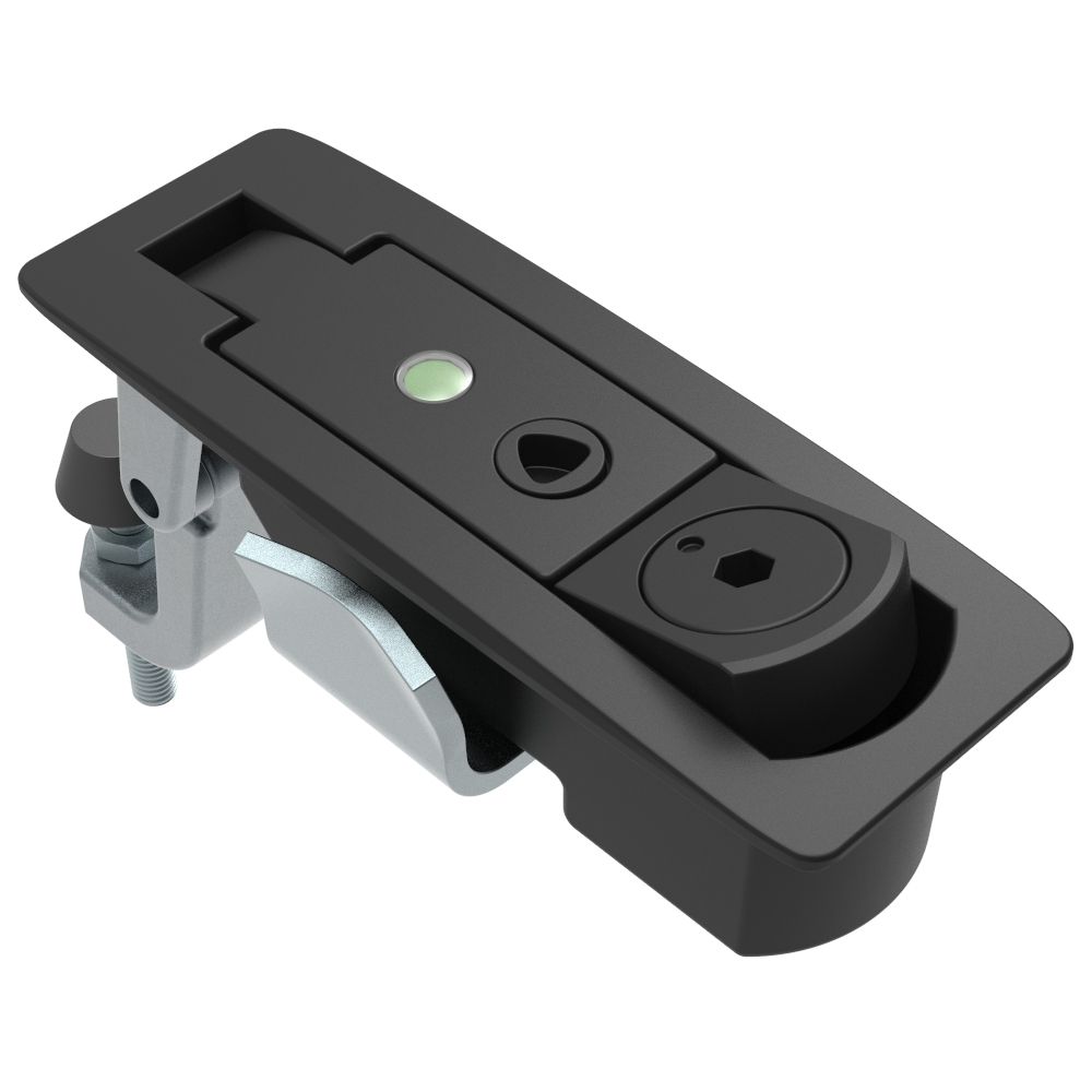 Southco Compression Latch, Lever Latch, Tool Locking, 4 mm Hex Recess, 1-8mm Panel, 17-39mm Grip, Sealed, Zinc Alloy, Powder Coat, Black