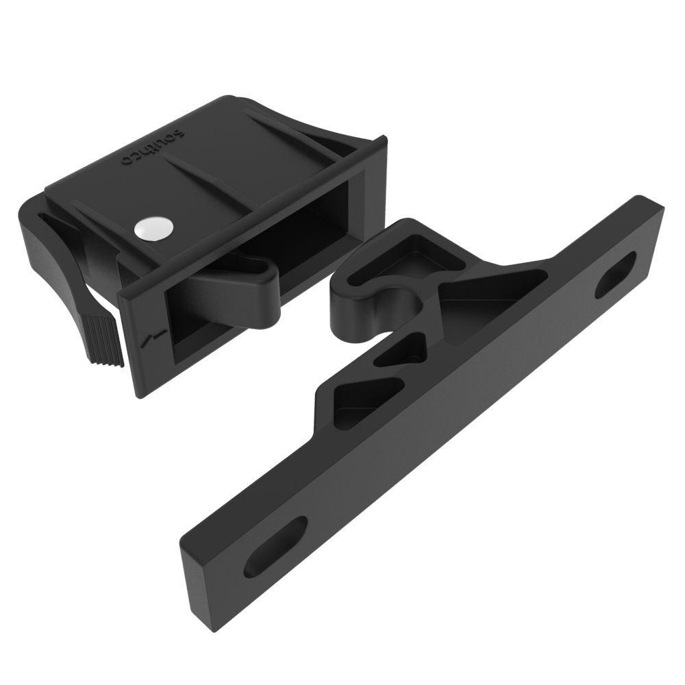 Southco Push-to-Close Latch, Snap-In Mounting, 22N (5 lbf), Plastic, Black