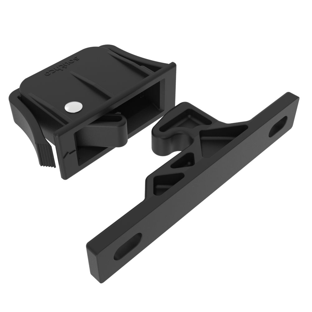Southco Push-to-Close Latch, Snap-In Mounting, 13N (3 lbf), Plastic, Black