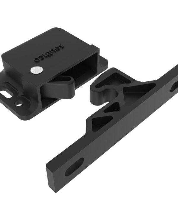 Southco Push-to-Close Latch, Rivet / Screw (thru hole) Mounting, 22N (4.9 lbf), Plastic, Black, 1 per bag