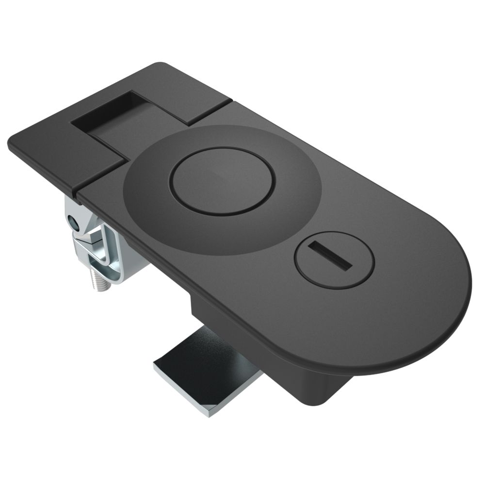 Southco Compression Latch, Sealed Lever Latch, Key Locking, Locking with dust shutter, 31-41mm Panel, 45-57mm Grip, Zinc Alloy, Powder Coat, Black