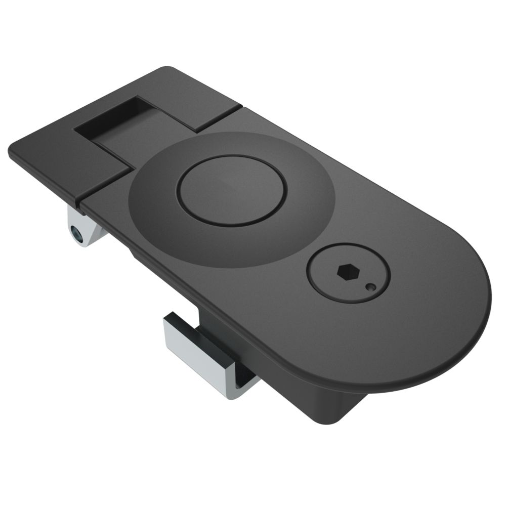 Southco Compression Latch, Sealed Lever Latch, Tool Locking, 4 mm Hex Recess, 11-21mm Panel, 1-14mm Grip, Zinc Alloy, Powder Coat, Black