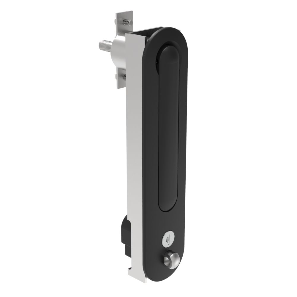 Southco Multipoint Compression Latch, Steel Mounting Hardware, Key Locking, CH751 with Padlock Hasp, Clockwise Swing, Zinc Alloy, Black