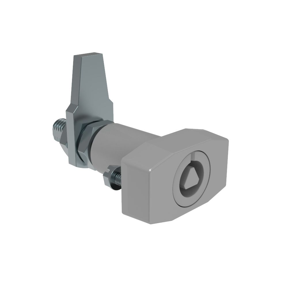 Southco VISE ACTION® Compression Latch, Large Size, 7 mm Triangle, Zinc Alloy, Powder Coated, Silver